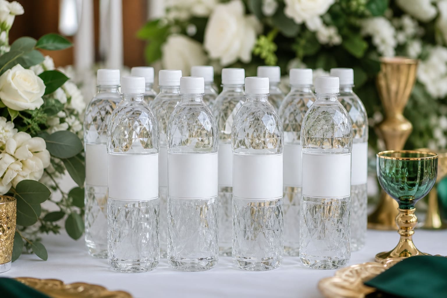 Custom event bottled water arranged for a celebration