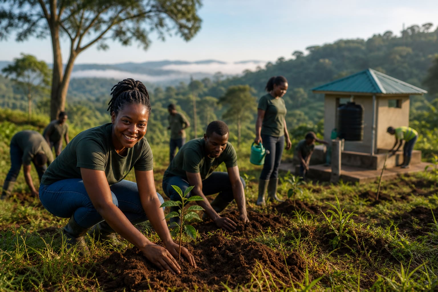 Community tree planting supporting Matana Springs environmental stewardship